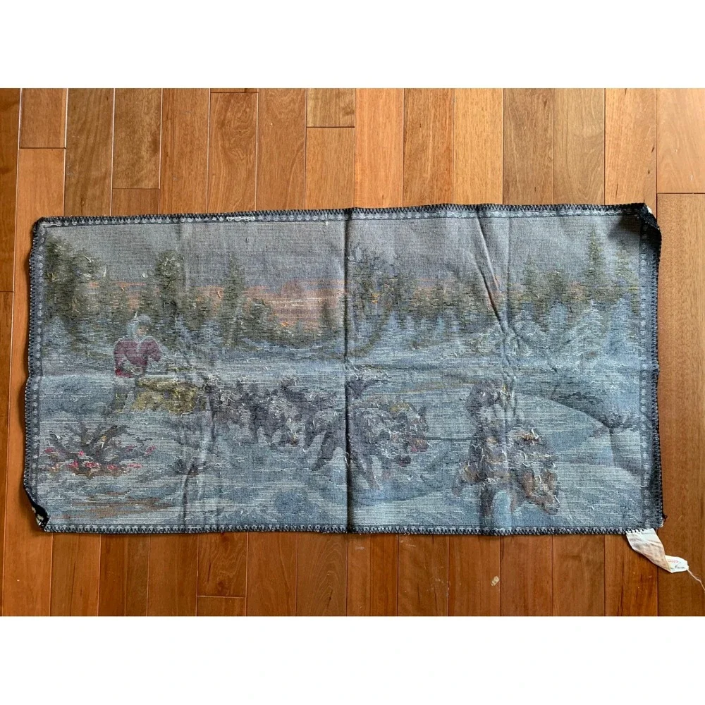 Vintage Italian Tapestry Wall Hanging Rustic Cabin Decor‎ 1960s